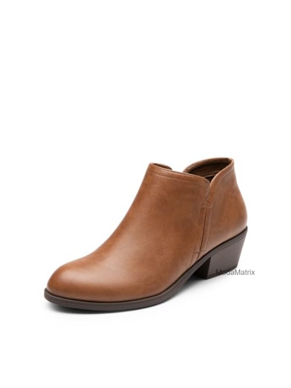 Women Ankle Booties Low Chunky Heel Faux Leather Boots